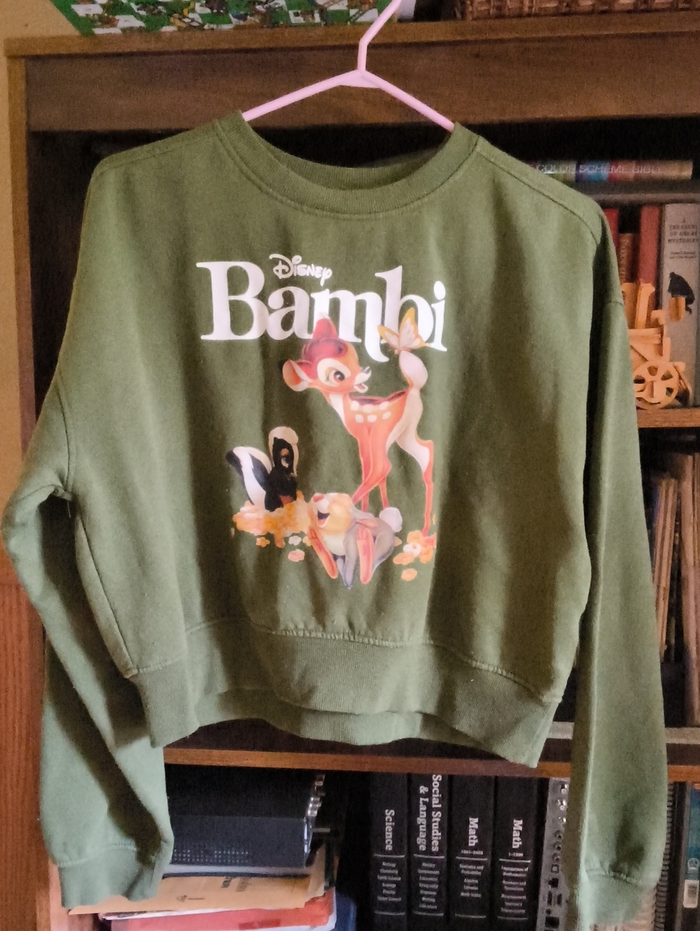 Disney Bambi Forest Green Crewneck Sweatshirt with Character Print
